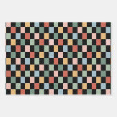 Rainbow Checkerboard Retrofarben Vektor nahtlos Geschenkpapier Set (Vorderseite 2)