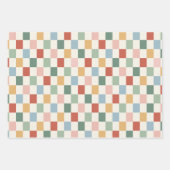 Rainbow Checkerboard Retrofarben Vektor nahtlos Geschenkpapier Set (Vorderseite)