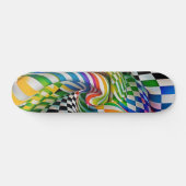 Rainbow Checkerboard & Stripes Digitale Kunst Skateboard (Horizontal)