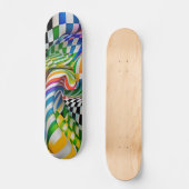 Rainbow Checkerboard & Stripes Digitale Kunst Skateboard (Vorderseite)