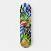 Rainbow Checkerboard & Stripes Digitale Kunst Skateboard (Vorne)