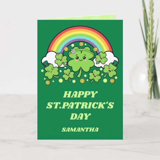 Rainbow Cheer St. Patrick’s Day Greeting Card Karte (Vorderseite)