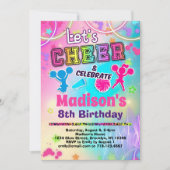 Rainbow Cheerleader Birthday Einladung (Vorderseite)