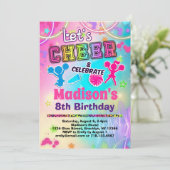 Rainbow Cheerleader Birthday Einladung (Stehend Vorderseite)