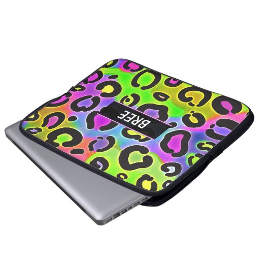 Rainbow Cheetah Leopard Laptop Sleeve Case (Vorne Knopf)