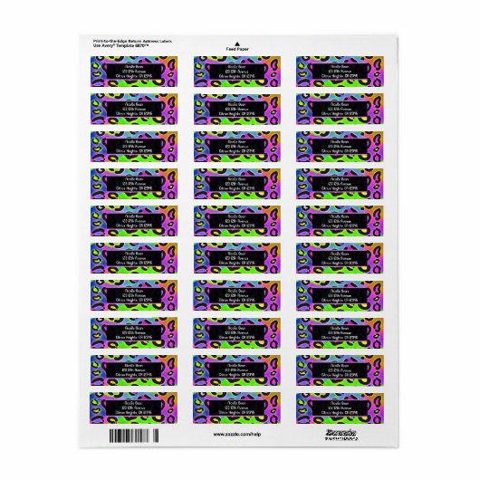 Rainbow Cheetah Leopard Party Address Labels (Vorne)