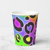 Rainbow Cheetah Leopard Print Birthday Party Pappbecher (Rückseite)