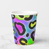 Rainbow Cheetah Leopard Print Birthday Party Pappbecher (Vorderseite)