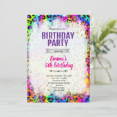 Rainbow cheetah leopard print invitation einladung (Stehend Vorderseite)