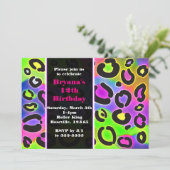 Rainbow Cheetah Leopard Print Party Einladungen (Stehend Vorderseite)