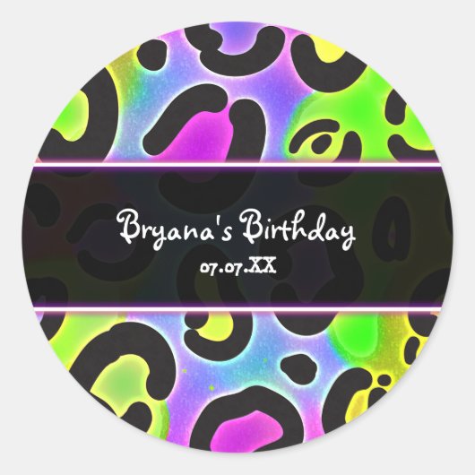 Rainbow Cheetah Leopard Print Party Stickers (Vorderseite)