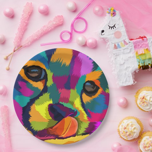 Rainbow Cheetah Pappteller (Party)