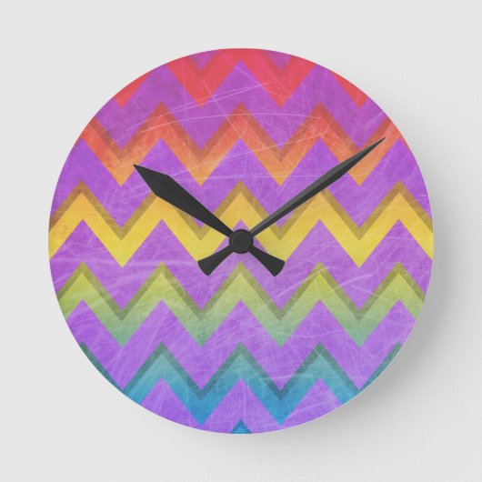 Rainbow Chevron by Shirley Taylor Runde Wanduhr (Vorderseite)