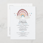Rainbow Chic Boho Watercolor Script Baby Dusche Einladungspostkarte (Vorne/Hinten)
