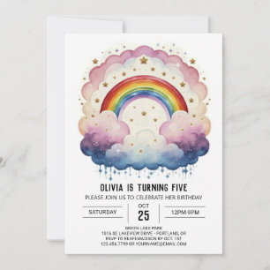Rainbow Chic Clouds Geburtstag Einladung