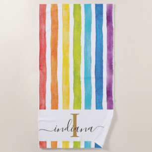 Rainbow Chic Monogram Custom Strandtuch