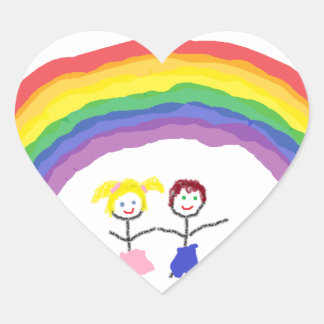 Rainbow Children Herz-Aufkleber