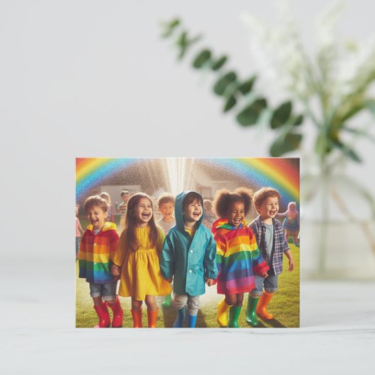 Rainbow Children Postkarte (Stehend Vorderseite)