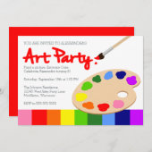 Rainbow Children's Art Party Geburtstag Einladung (Vorne/Hinten)