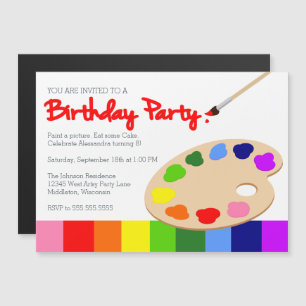 Rainbow Children's Painting Party Geburtstag Magneteinladung