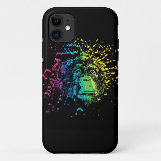 Rainbow Chimpanzee auf Black Case-Mate iPhone Case