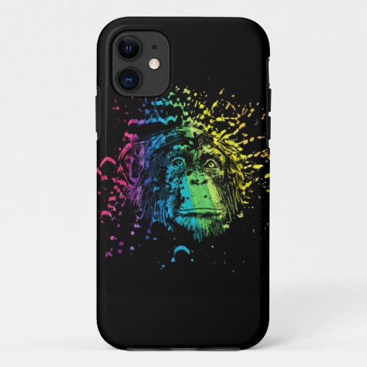 Rainbow Chimpanzee auf Black Case-Mate iPhone Case (Rückseite)
