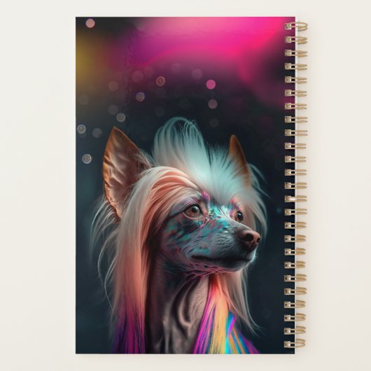 Rainbow Chinese Crested Dog Planner Planer (Rückseite)