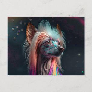 Rainbow Chinese Crested Hund Art Postcard Postkarte