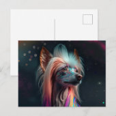 Rainbow Chinese Crested Hund Art Postcard Postkarte (Vorne/Hinten)