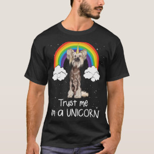 Rainbow Chinese Crested Trust Me I'm A Unicorn Dog T-Shirt