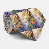 Rainbow Chinese Dragon Pattern Krawatte (Gerollt)