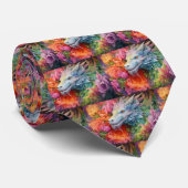 Rainbow Chinese Dragon Pattern Krawatte (Gerollt)