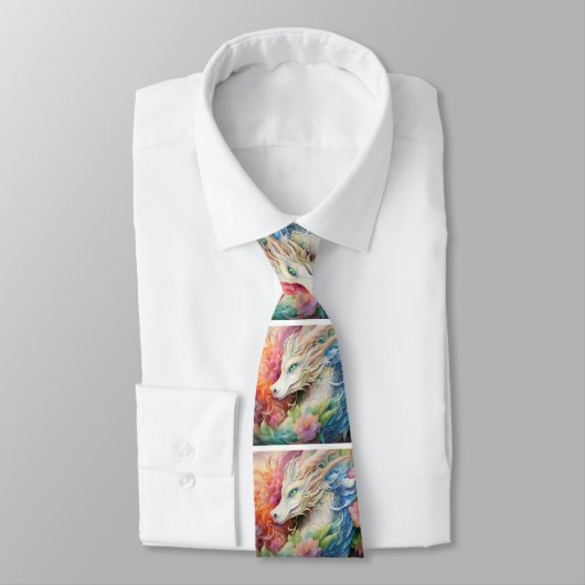 Rainbow Chinese Dragon Pattern Krawatte (Gebunden)