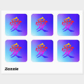 Rainbow Chinese Symbol Ai Liebe Blue/Lila Sticker (Blatt)