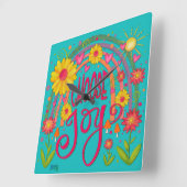 Rainbow Choose Joy Niedlich Trendy Aquamarin Inspi Quadratische Wanduhr (Winkel)
