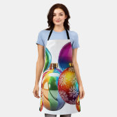 Rainbow Christmas Baubles Digital Art Schürze (Getragen)