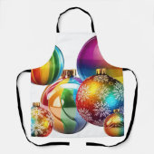 Rainbow Christmas Baubles Digital Art Schürze (Vorderseite)