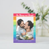 Rainbow Christmas Be Merry und Bright LGBTQ Foto Postkarte (Stehend Vorderseite)