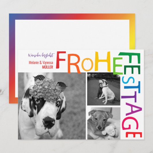 Rainbow Christmas Einladung (Vorne/Hinten)