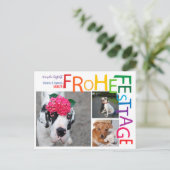 Rainbow Christmas Postcard Postkarte (Stehend Vorderseite)