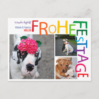 Rainbow Christmas Postcard Postkarte