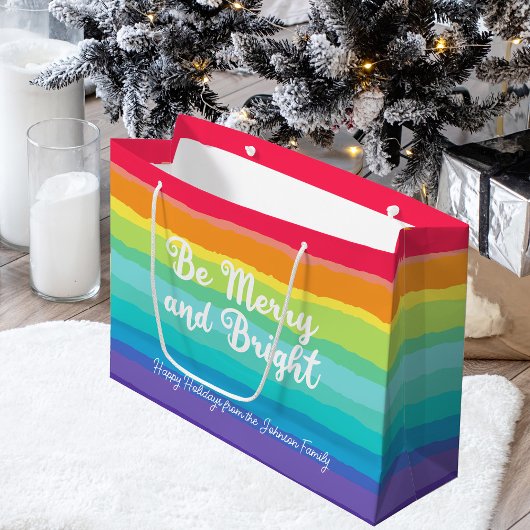 Rainbow Christmas Sei fröhlich und hell Custom Par Große Geschenktüte