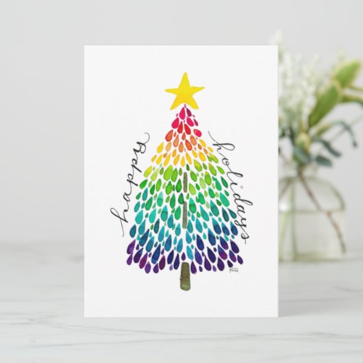 Rainbow Christmas Tree Card (Stehend Vorderseite)