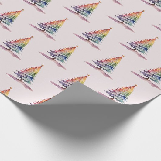 Rainbow Christmas Tree Geschenkpapier (Ecke)