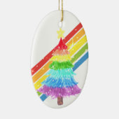 Rainbow Christmas Tree LGBTQ Keramik Ornament (Rechts)