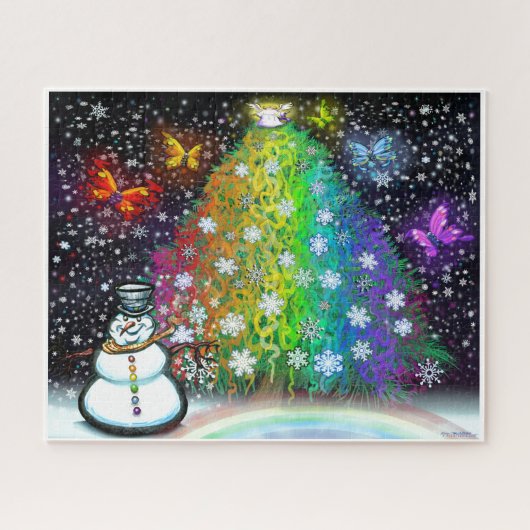 Rainbow Christmas Tree mit Beschneidungen Puzzle (Horizontal)
