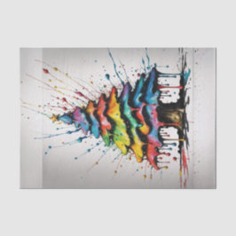 Rainbow Christmas Tree Oil Splash Decoupage Paper Seidenpapier