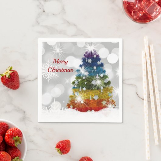 Rainbow Christmas Tree Snow Graphic Serviette (Beispiel)