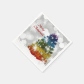 Rainbow Christmas Tree Snow Graphic Serviette (Ecke)