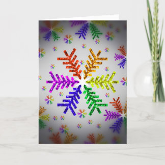 Rainbow Christmas Tree Snowflake Holiday Card Feiertagskarte